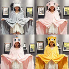 Cartoon hoodied blanket towel